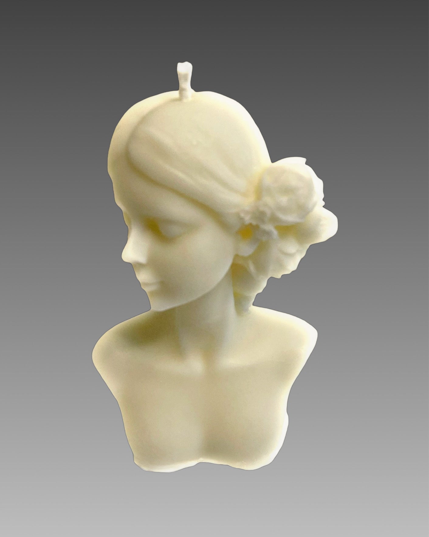 Girl with Flowers in Hair Pillar Candle