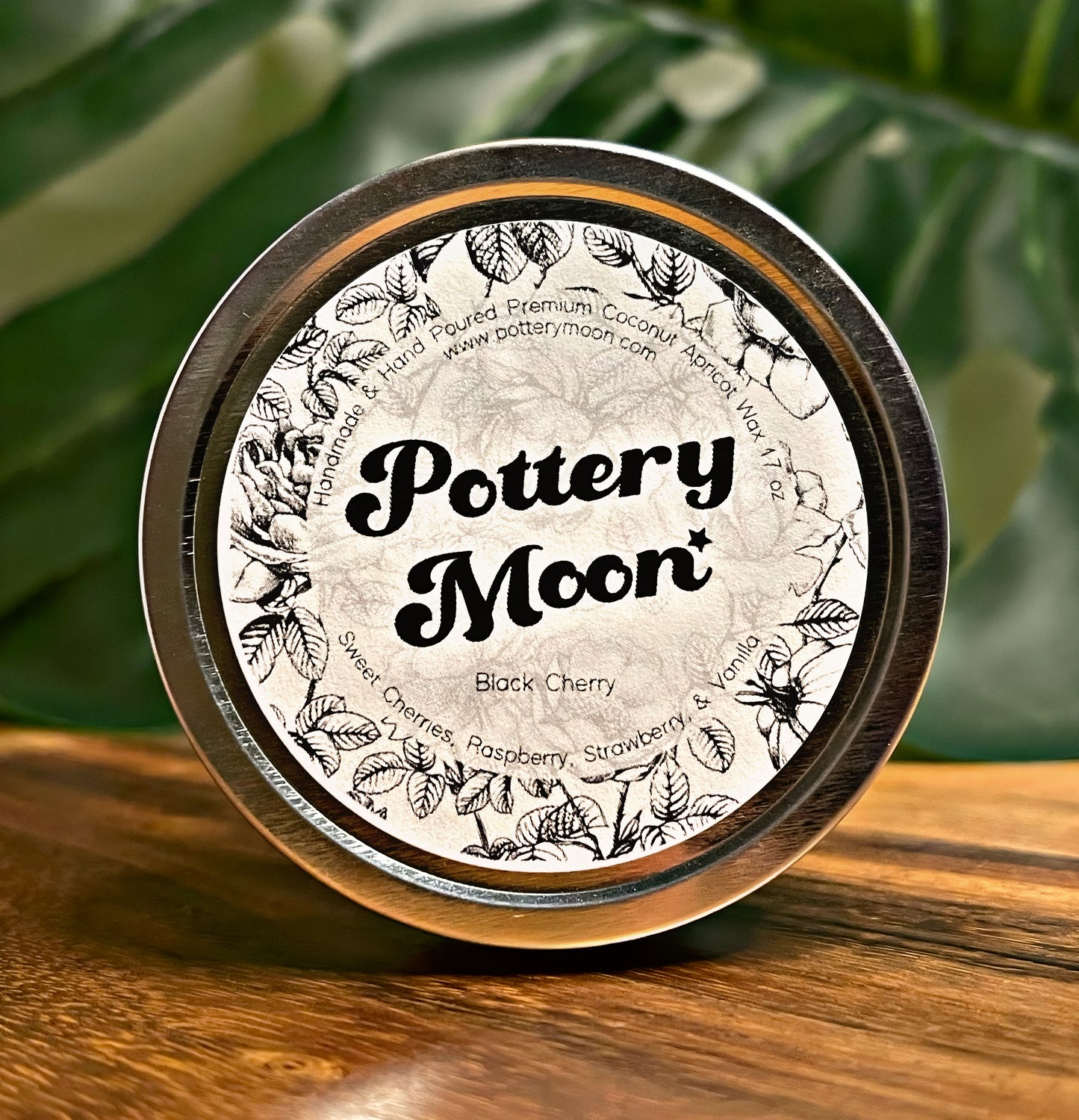 Black Cherry Marble Candle Premium Wax Wooden Wick 1.7 oz Silver Tin