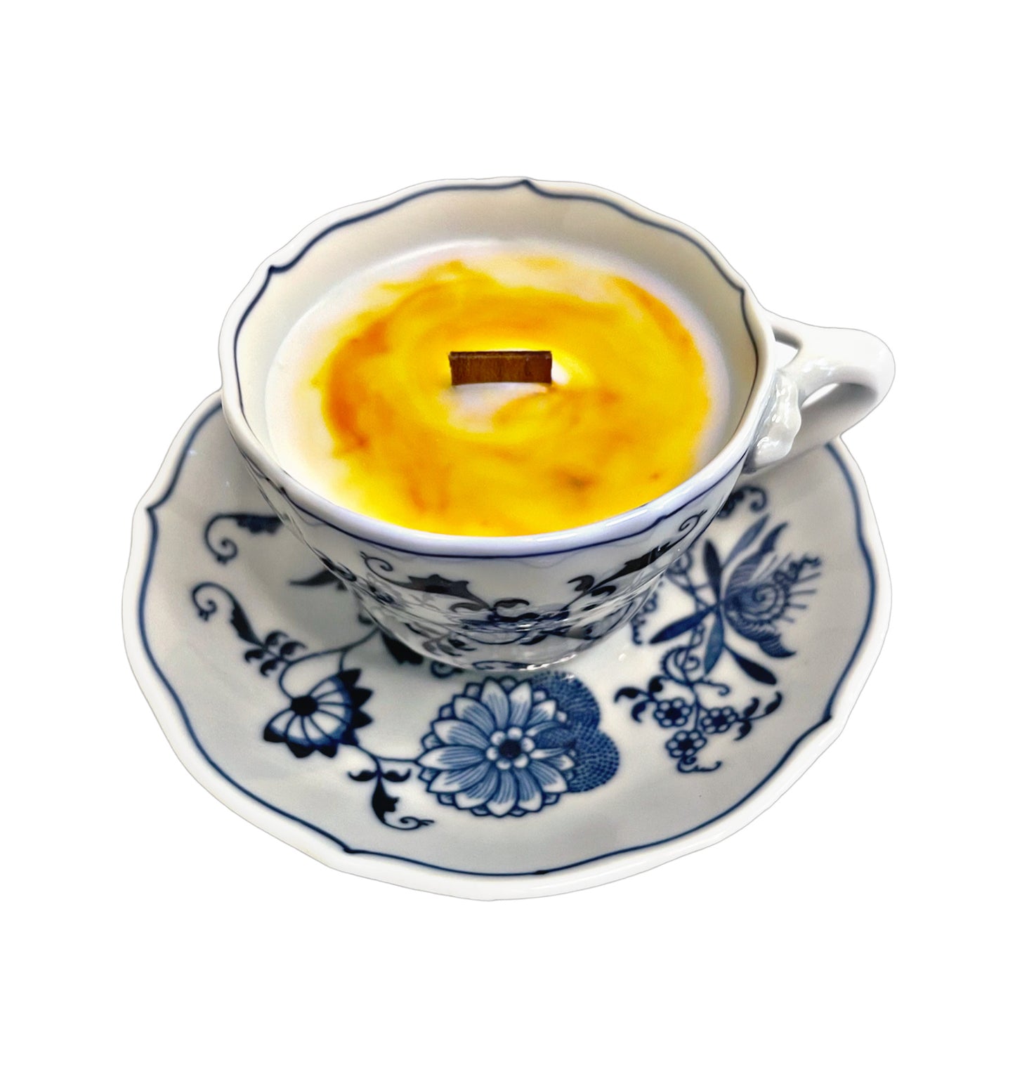 Blue and White Tea Coffee Cup Candle