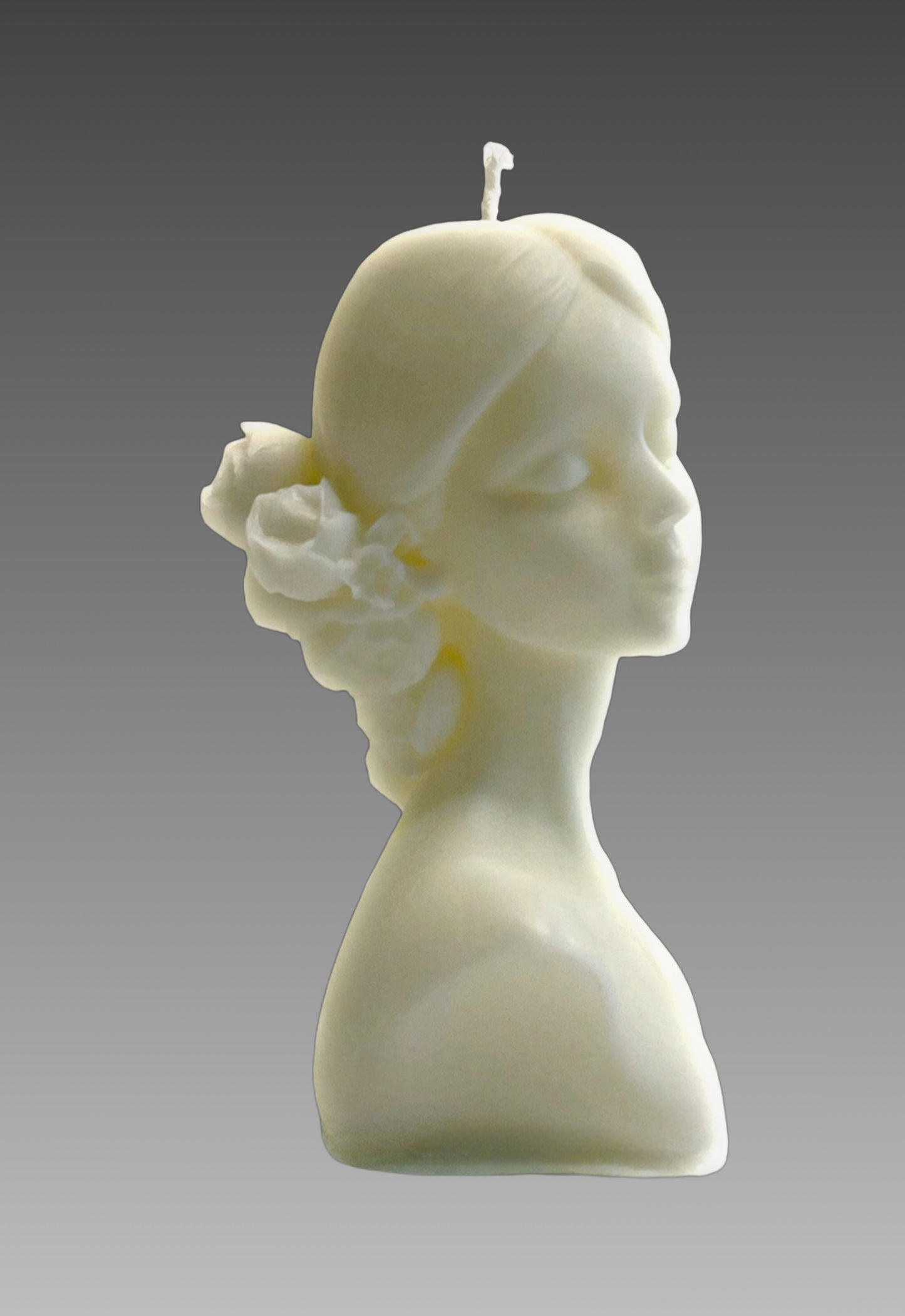 Girl with Flowers in Hair Pillar Candle