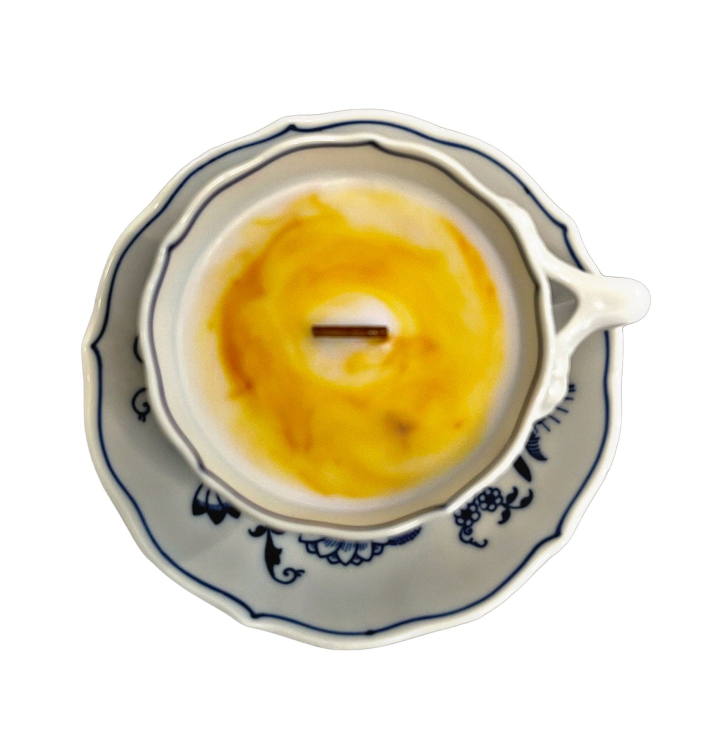 Blue and White Tea Coffee Cup Candle