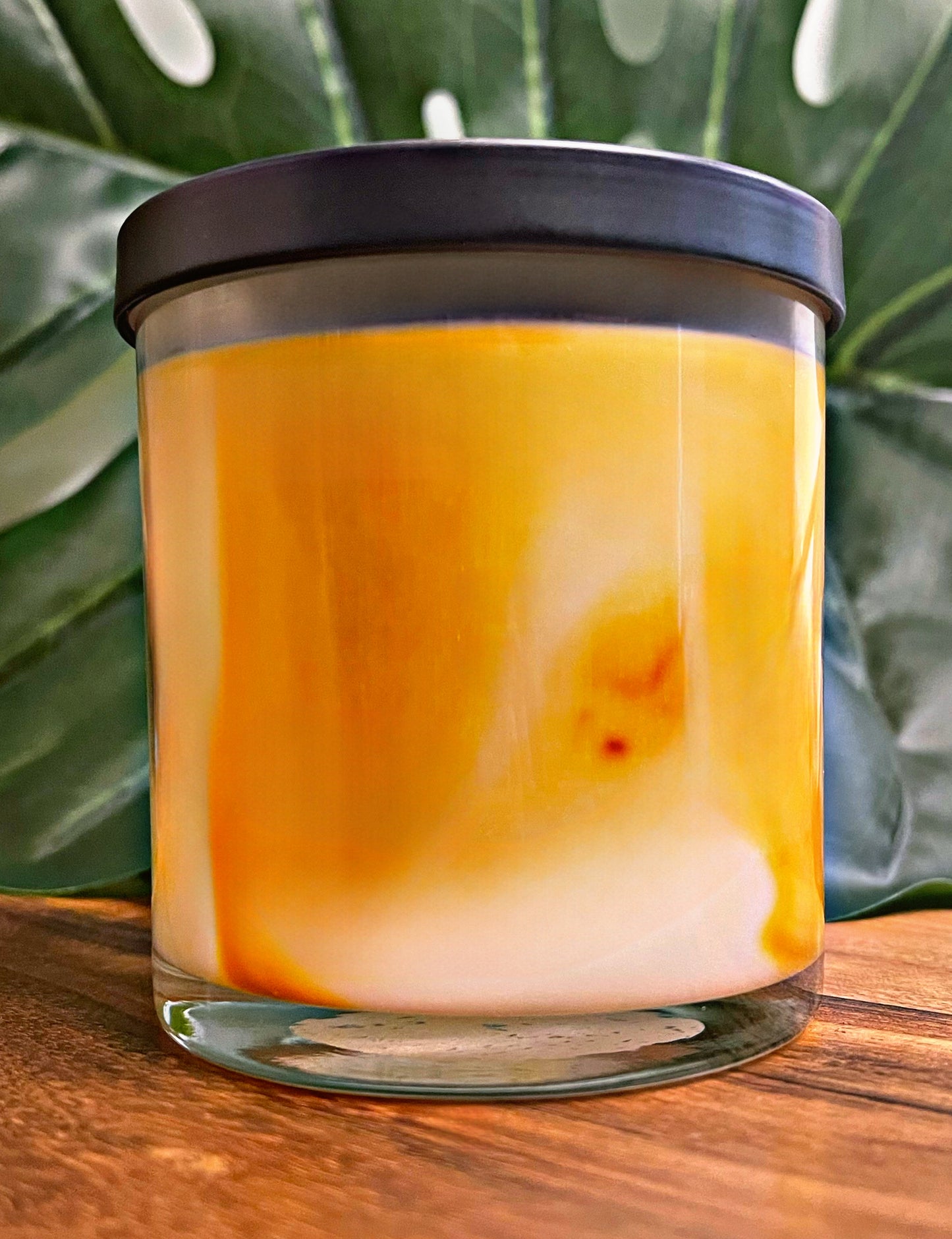 Creme Brulee Marbled Candle Premium Wax Wooden Wick 9 oz Jar