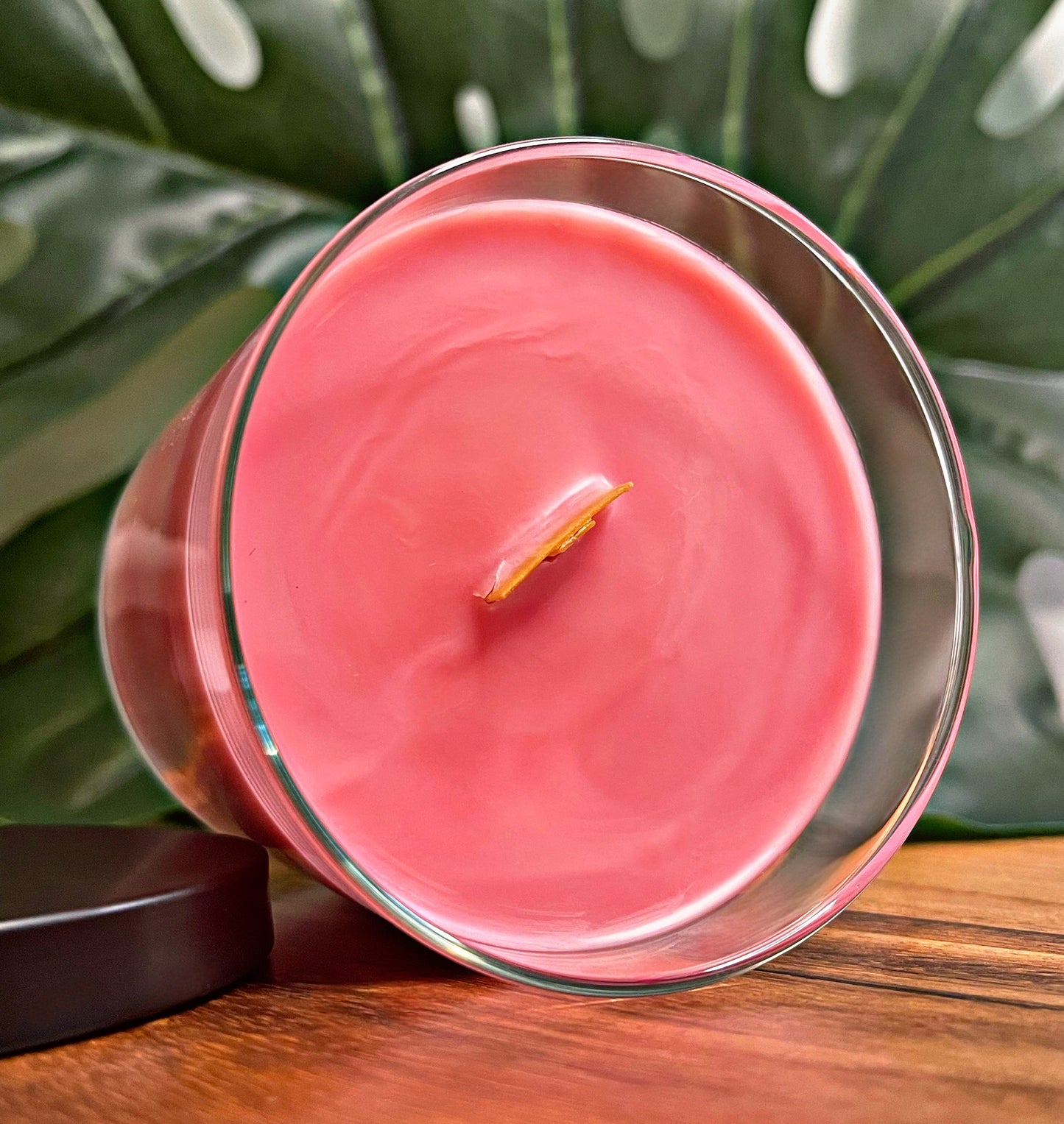 Pink Grapefruit Marbled Candle Premium Wax Wooden Wick 9 oz Jar