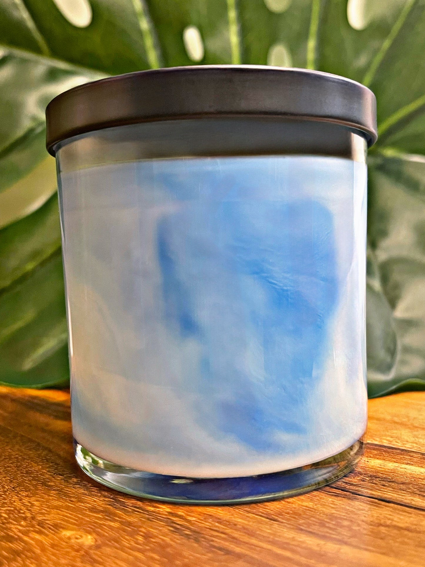 Ocean Mist Marbled Candle Premium Wax Wooden Wick 9 oz Jar