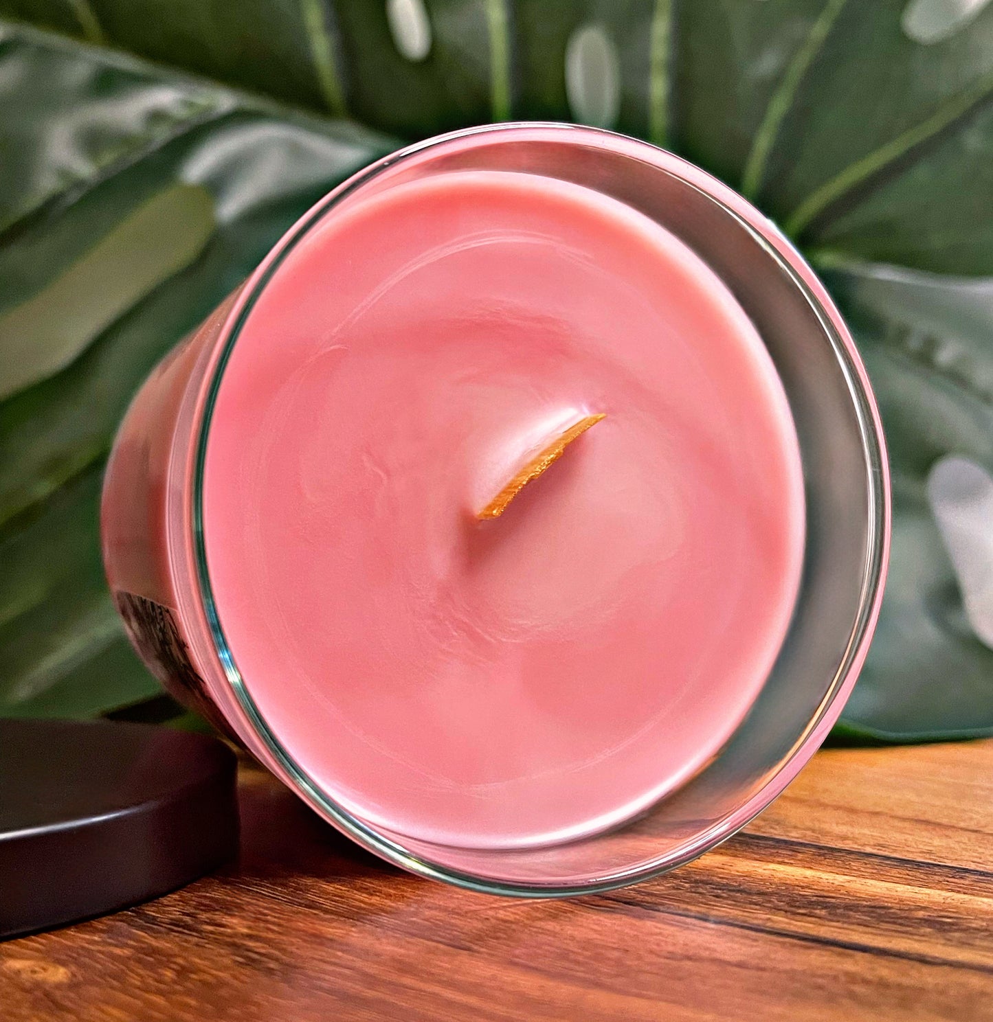 Pink Sunset Beach Marbled Candle Premium Wax Wooden Wick 9 oz Jar