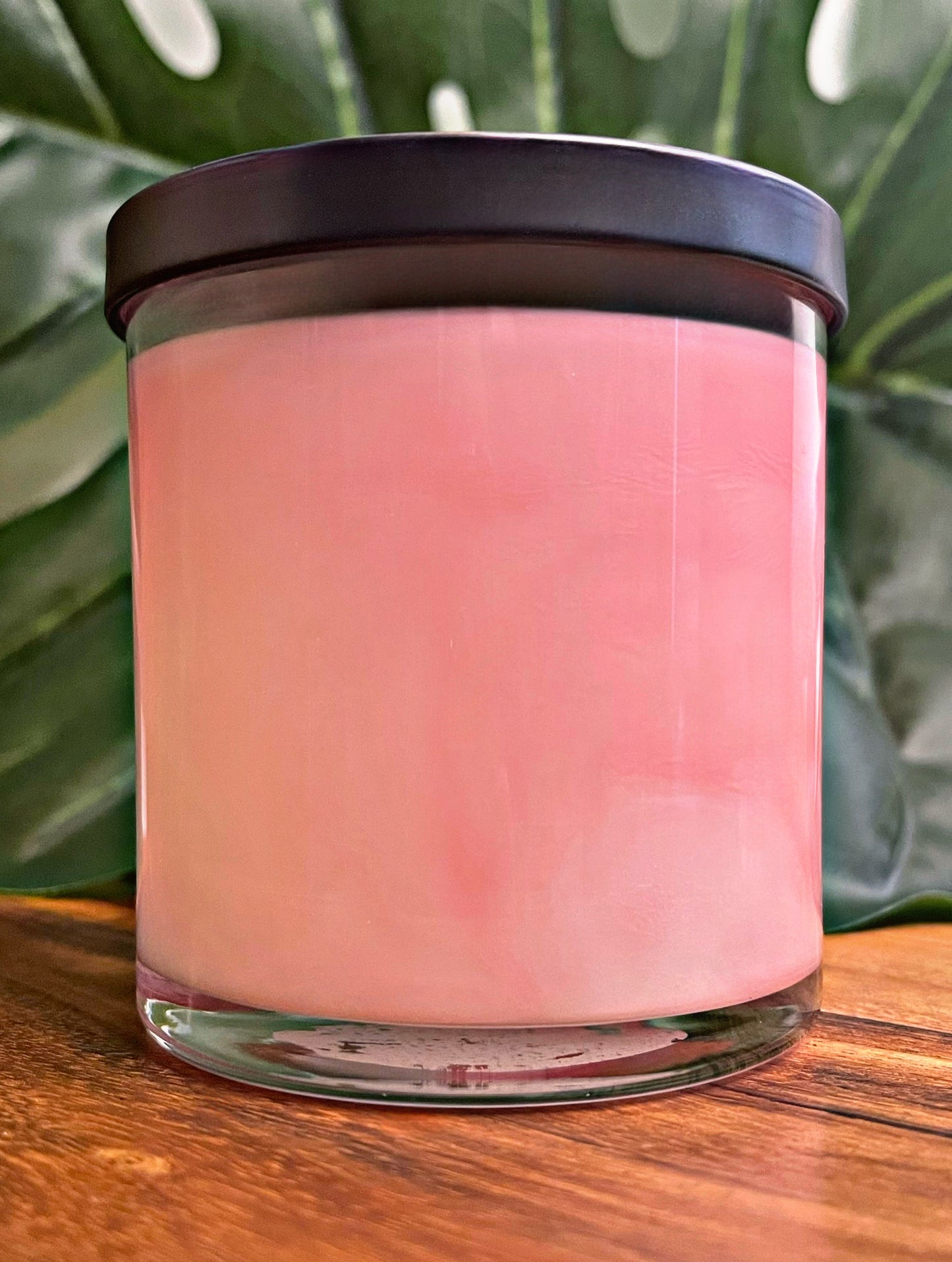 Pink Sunset Beach Marbled Candle Premium Wax Wooden Wick 9 oz Jar