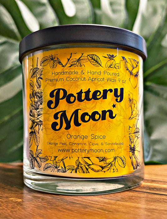 Orange Spice Marbled Candle Premium Wax Wooden Wick 9 oz Jar