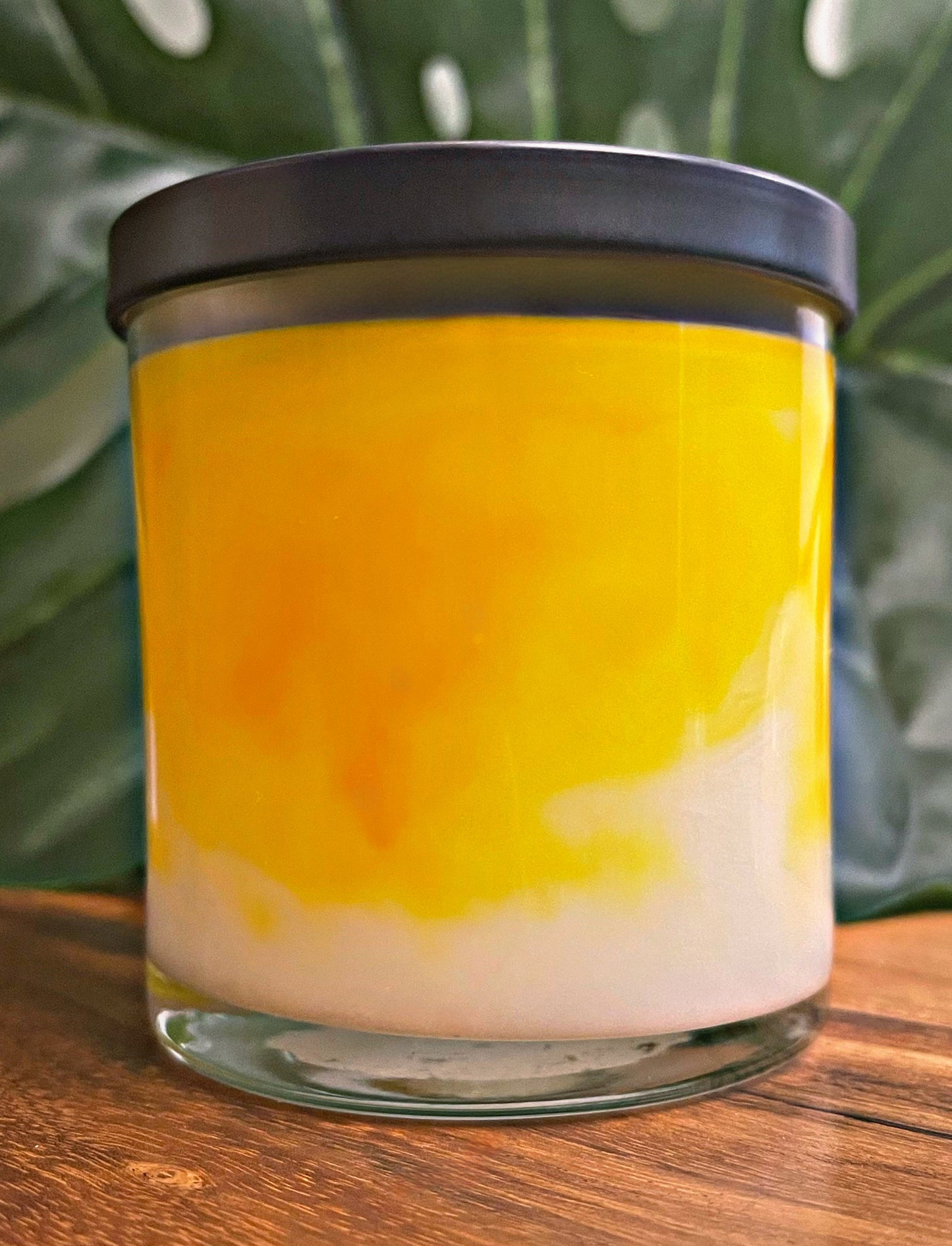 Lemon Sugar Marbled Candle Premium Wax Wooden Wick 9 oz Jar