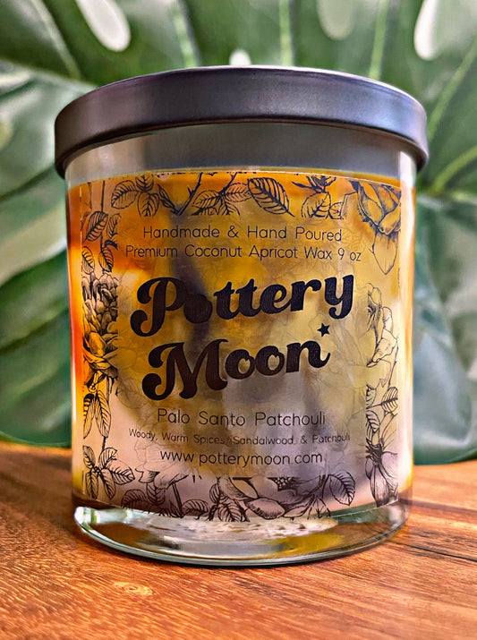 Palo Santo Patchouli Marbled Candle Premium Wax Wooden Wick 9 oz Jar