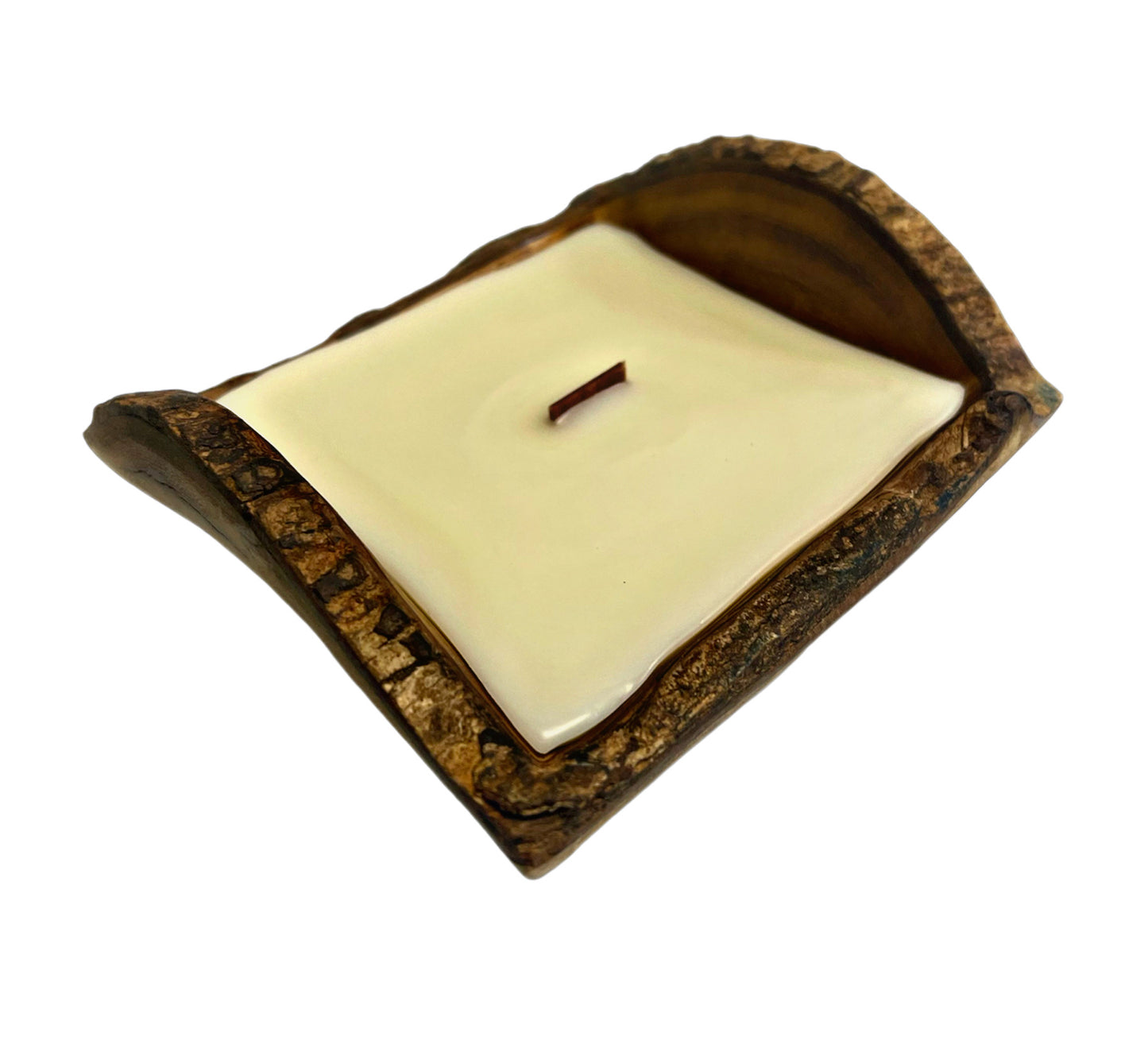 Square Wooden Dough Bowl Candle