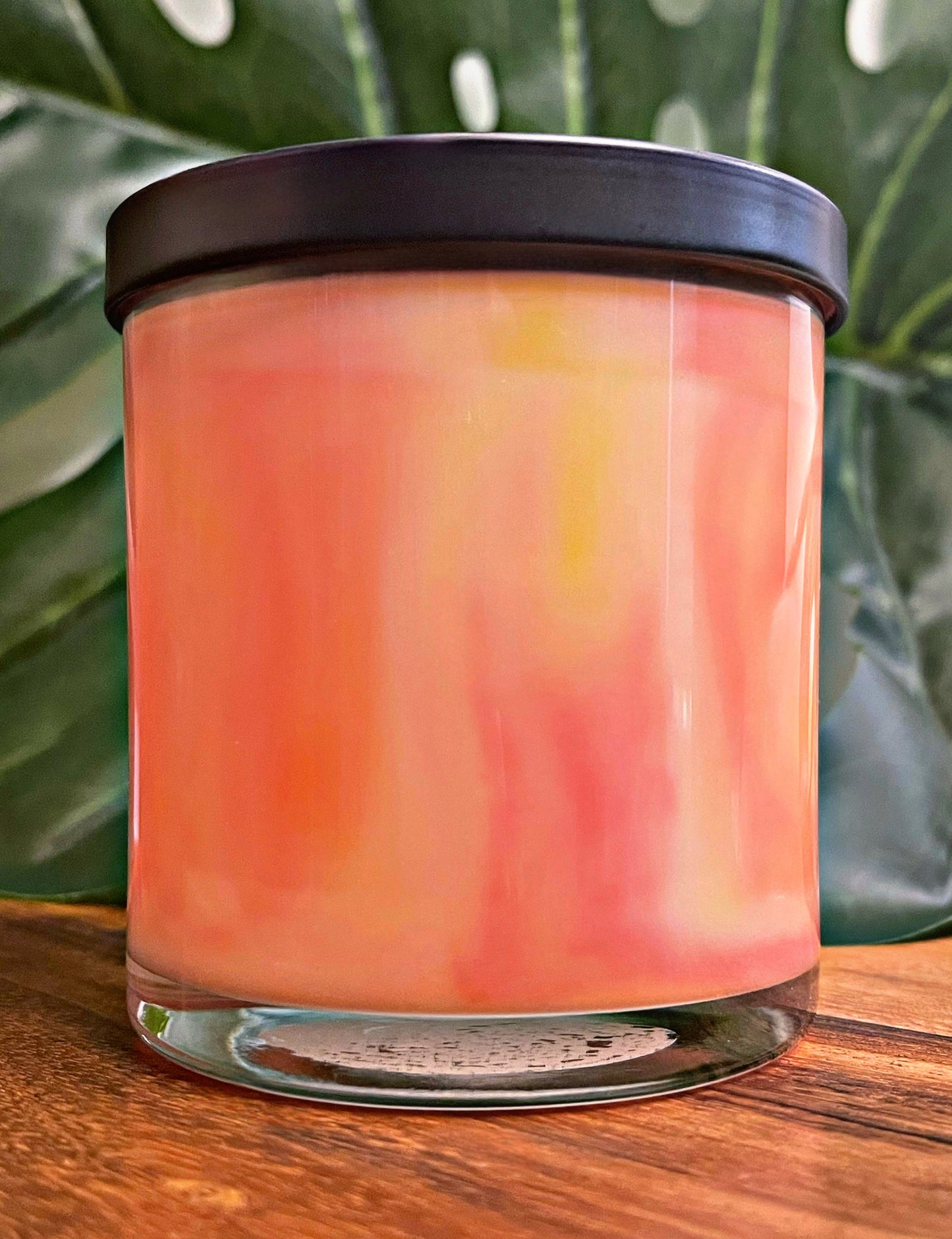 Strawberry Champagne Toast Marbled Candle Premium Wax Wooden Wick 9 oz Jar