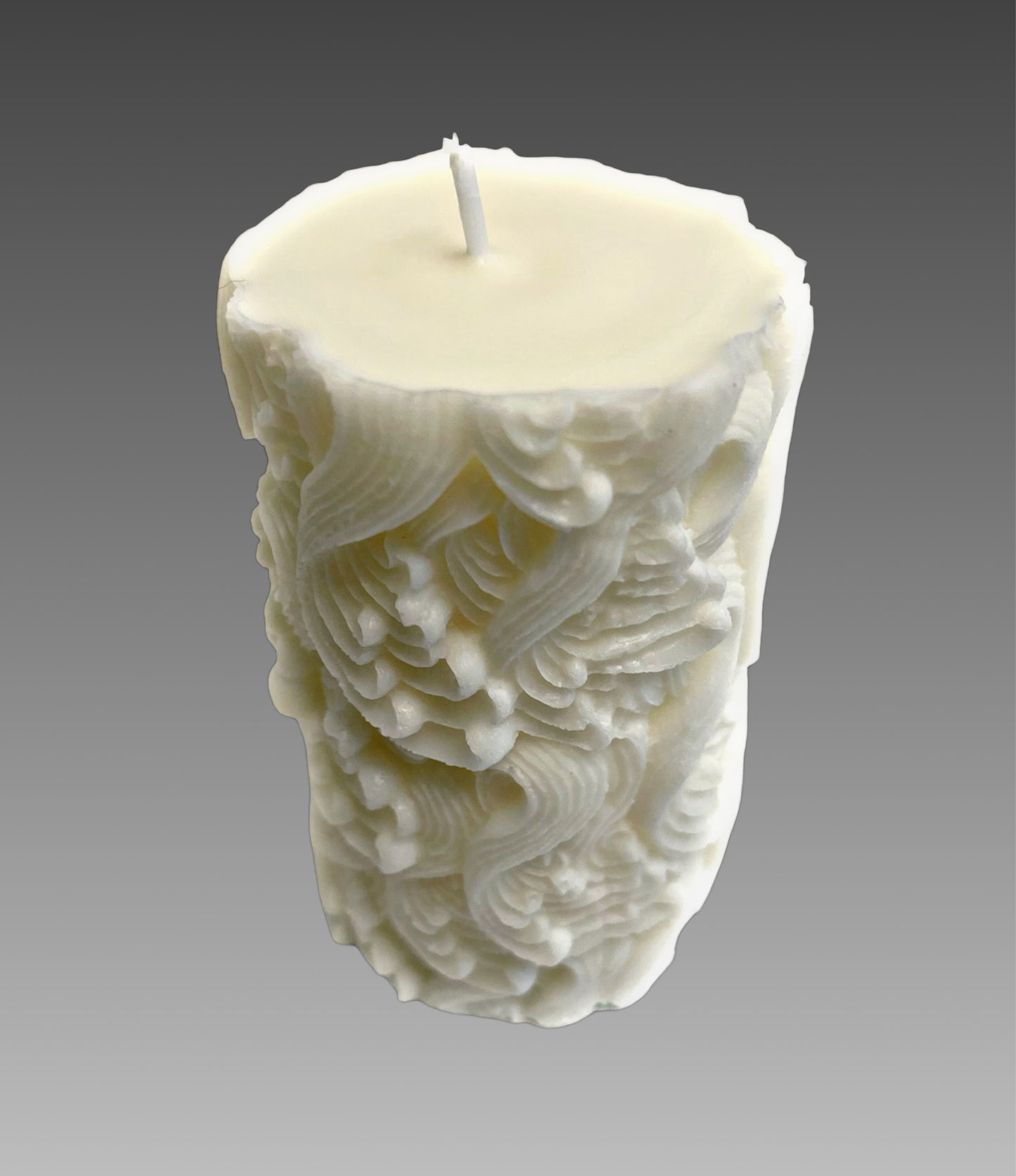 Feather Pillar Candle