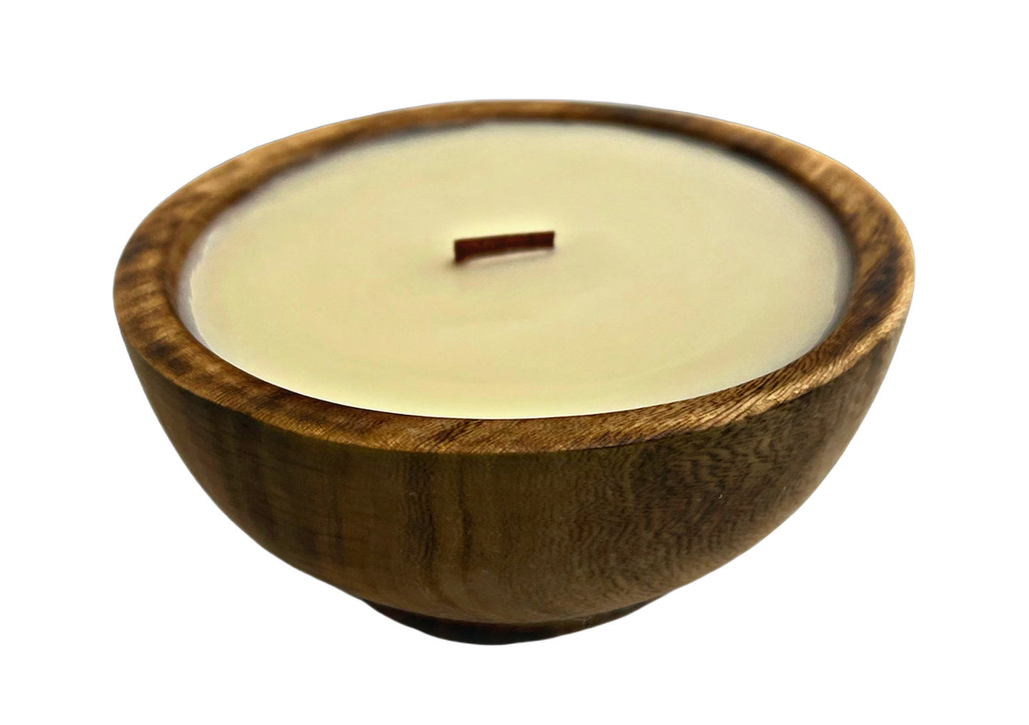 Round Wooden Dough Bowl Candle with Lid