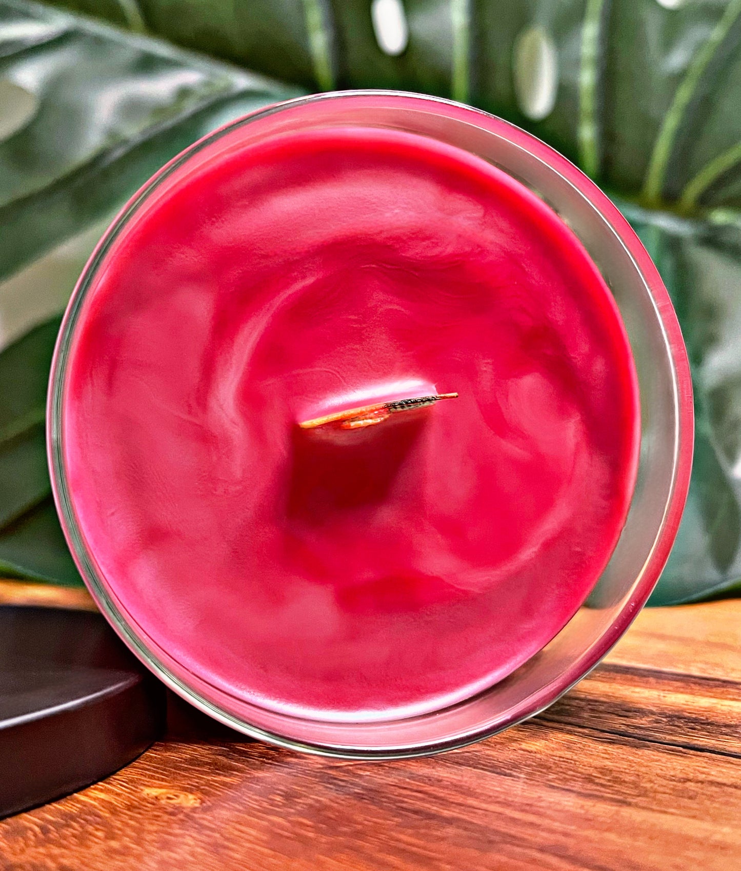 Black Cherry Marbled Candle Premium Wax Wooden Wick 9 oz Jar