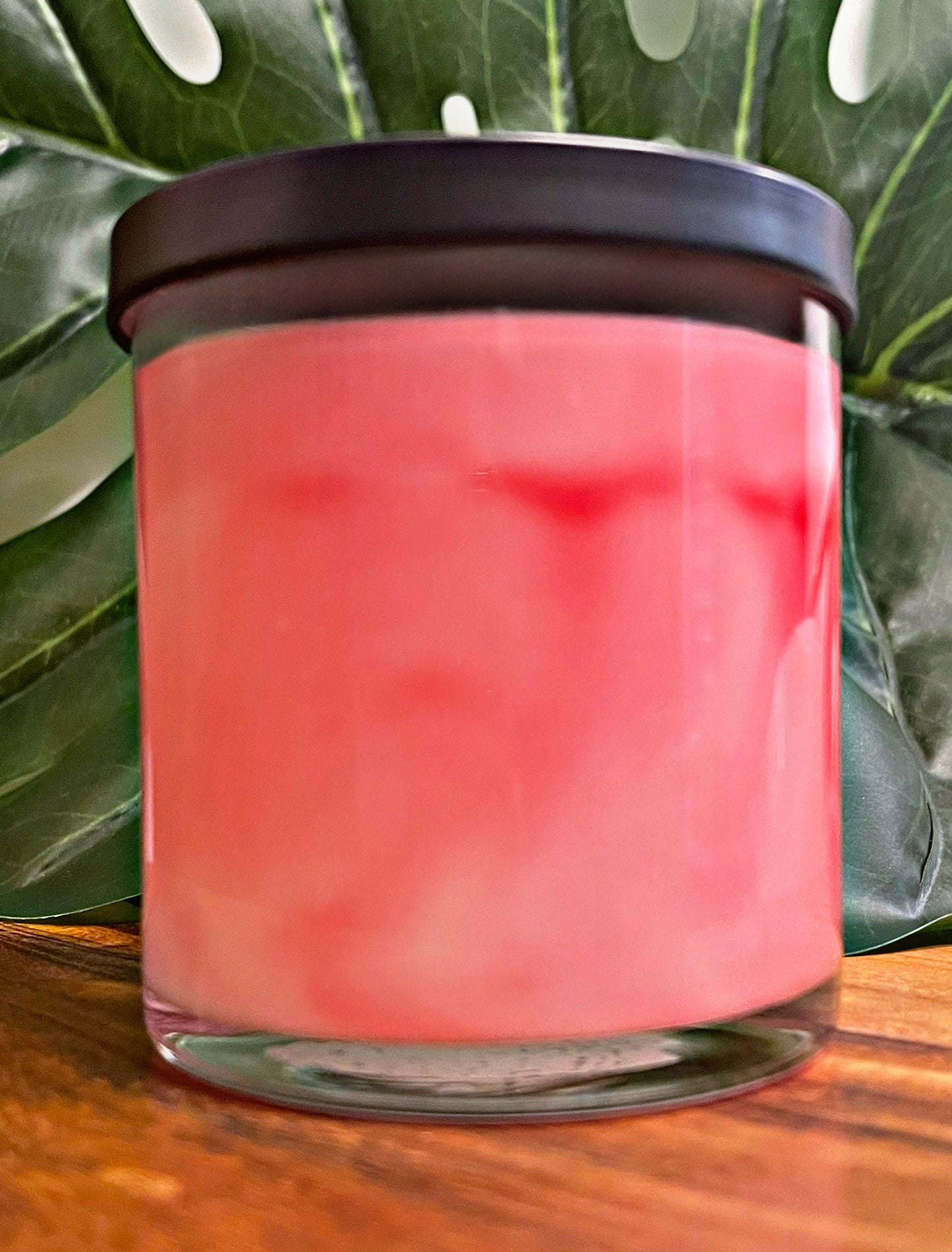 Pink Grapefruit Marbled Candle Premium Wax Wooden Wick 9 oz Jar