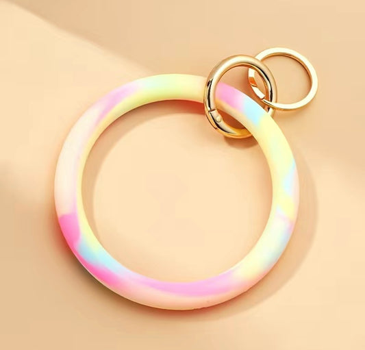 Rainbow Round Silicone Hoop Key Chain