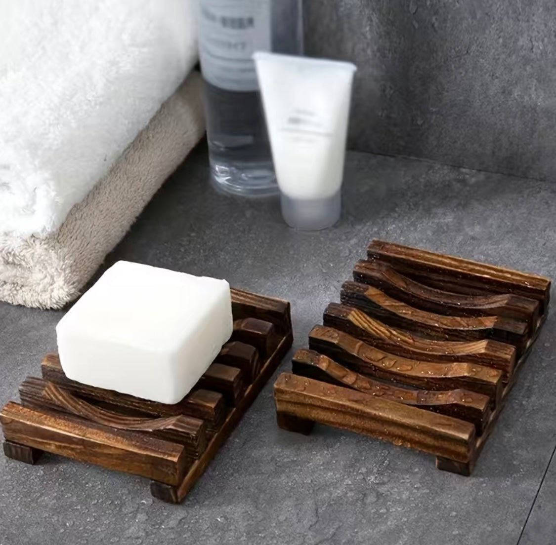 Wood Slat Soap Dish Tray