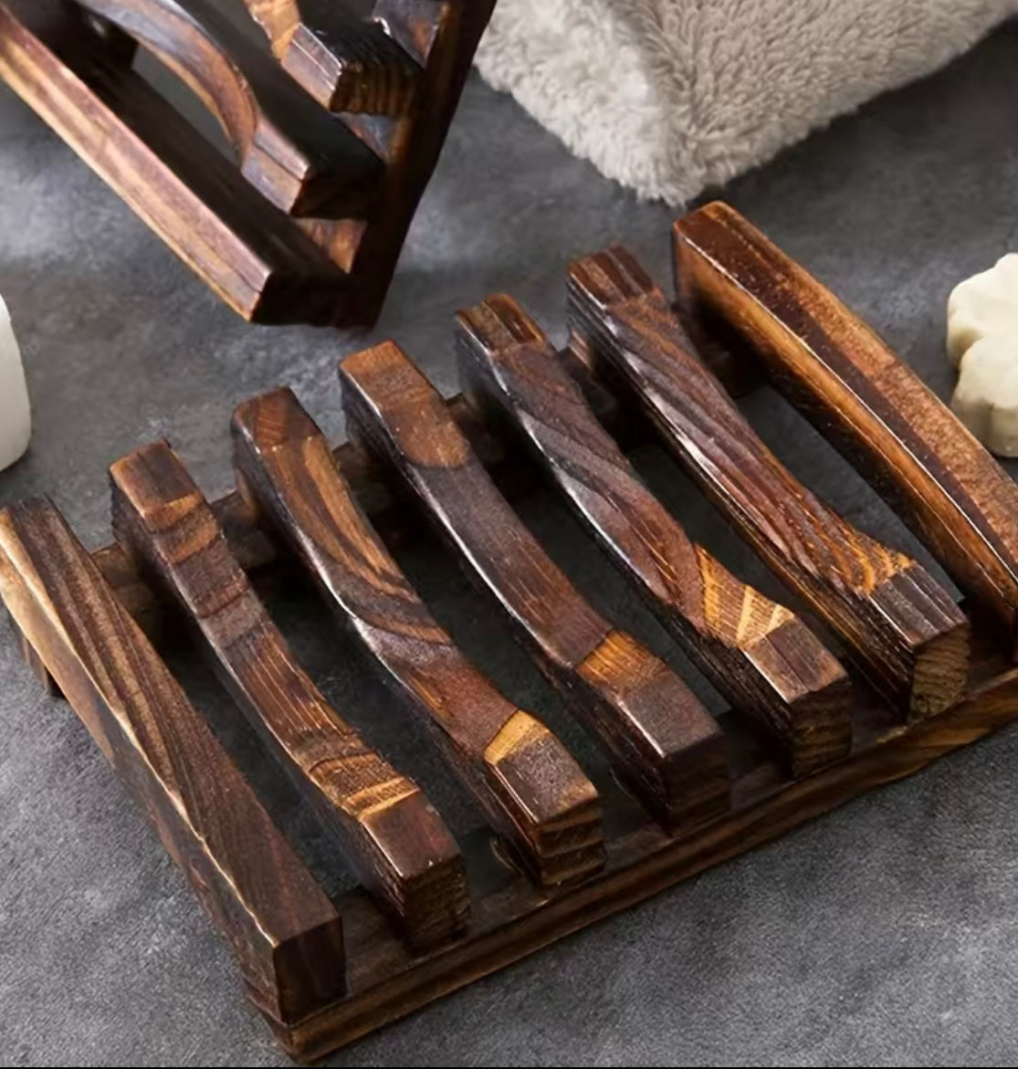 Wood Slat Soap Dish Tray