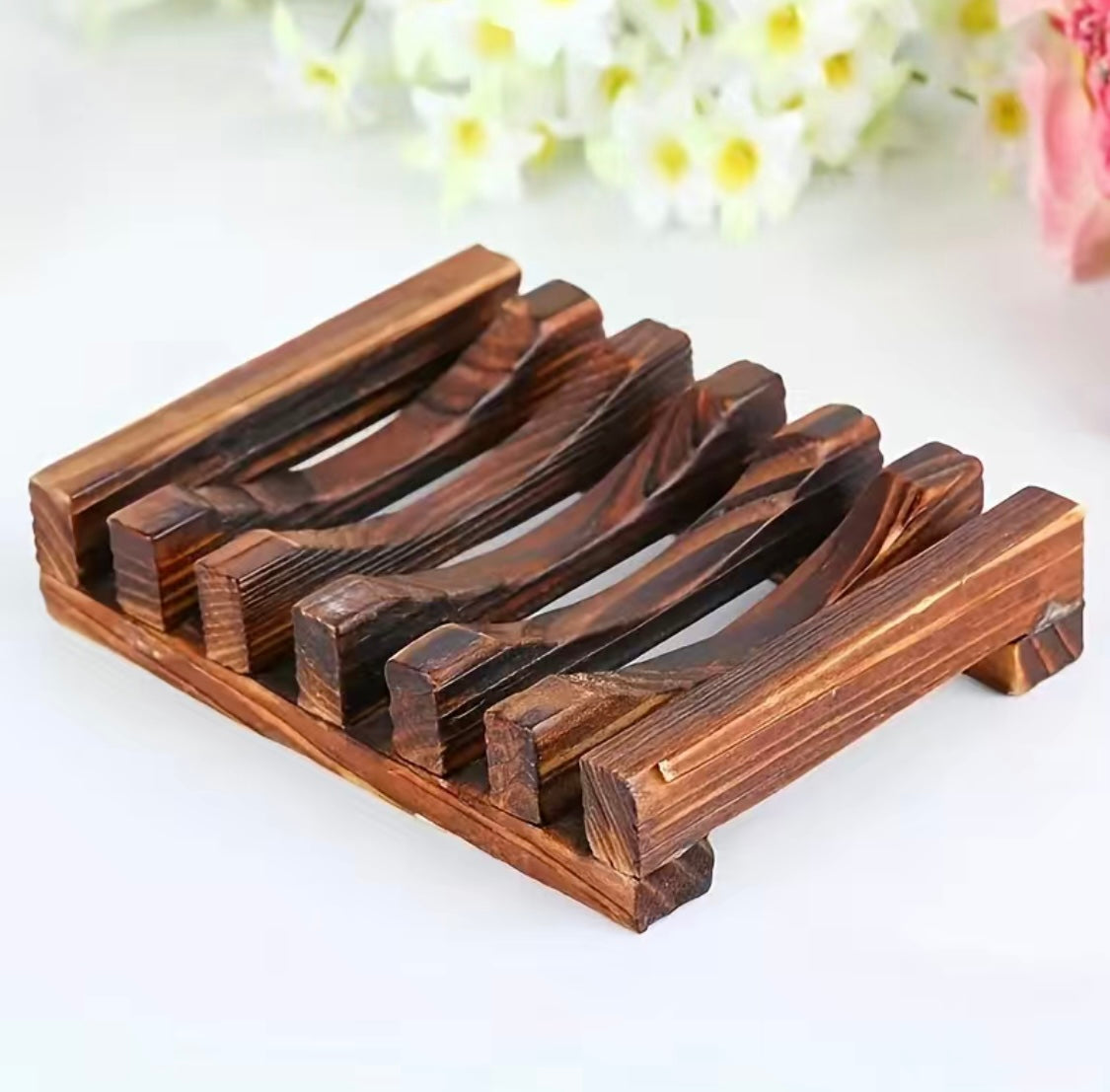 Wood Slat Soap Dish Tray