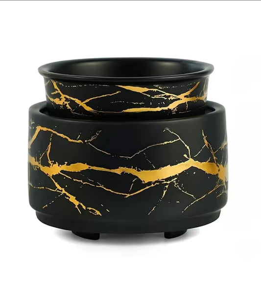 Black and Gold Marbled Ceramic Electric Wax Warmer