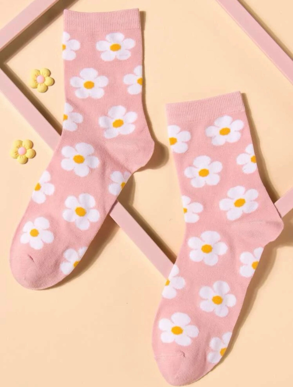 Pink Flower Socks - One Size Fits All