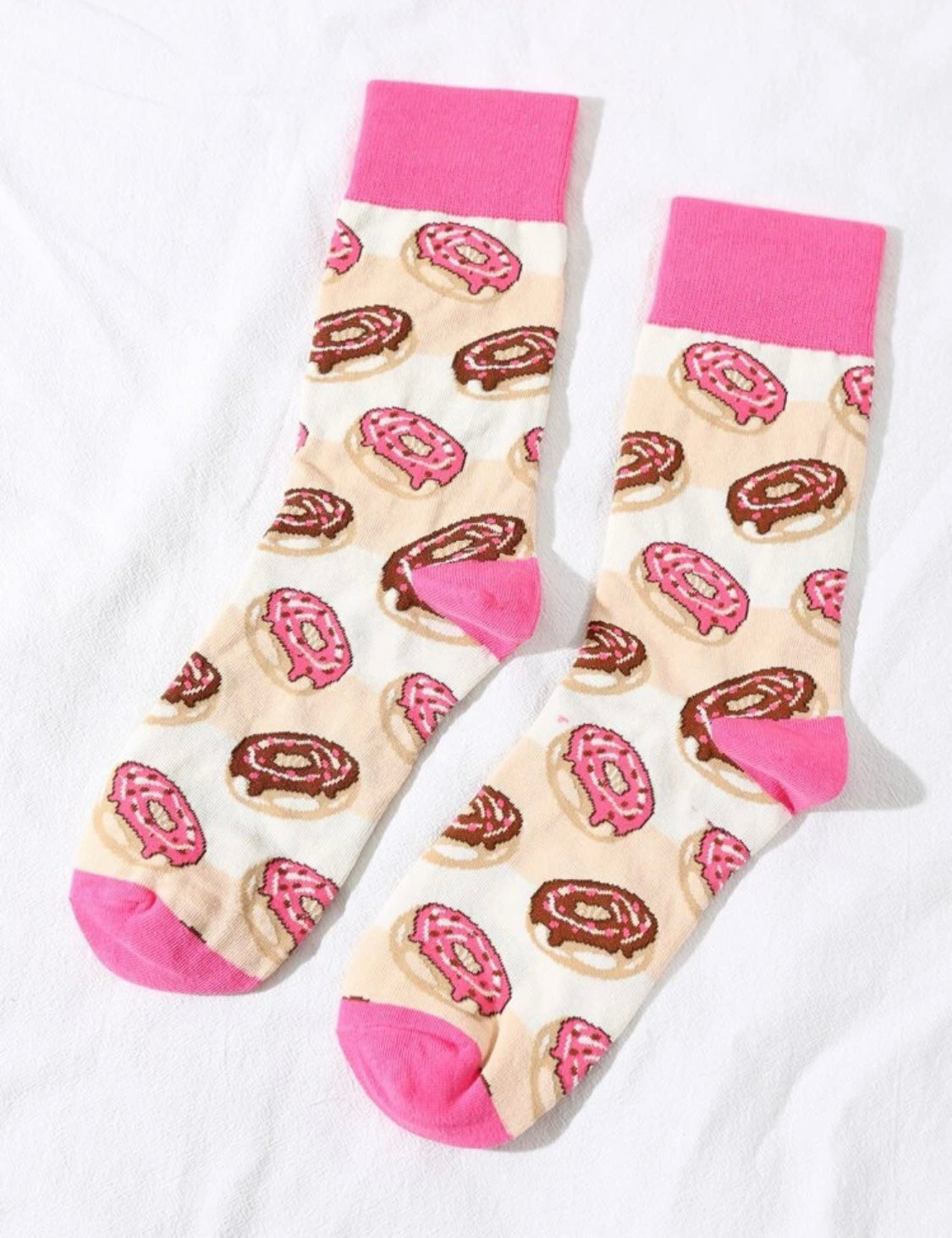 Donut Socks - Pink/Cream - One Size Fits All