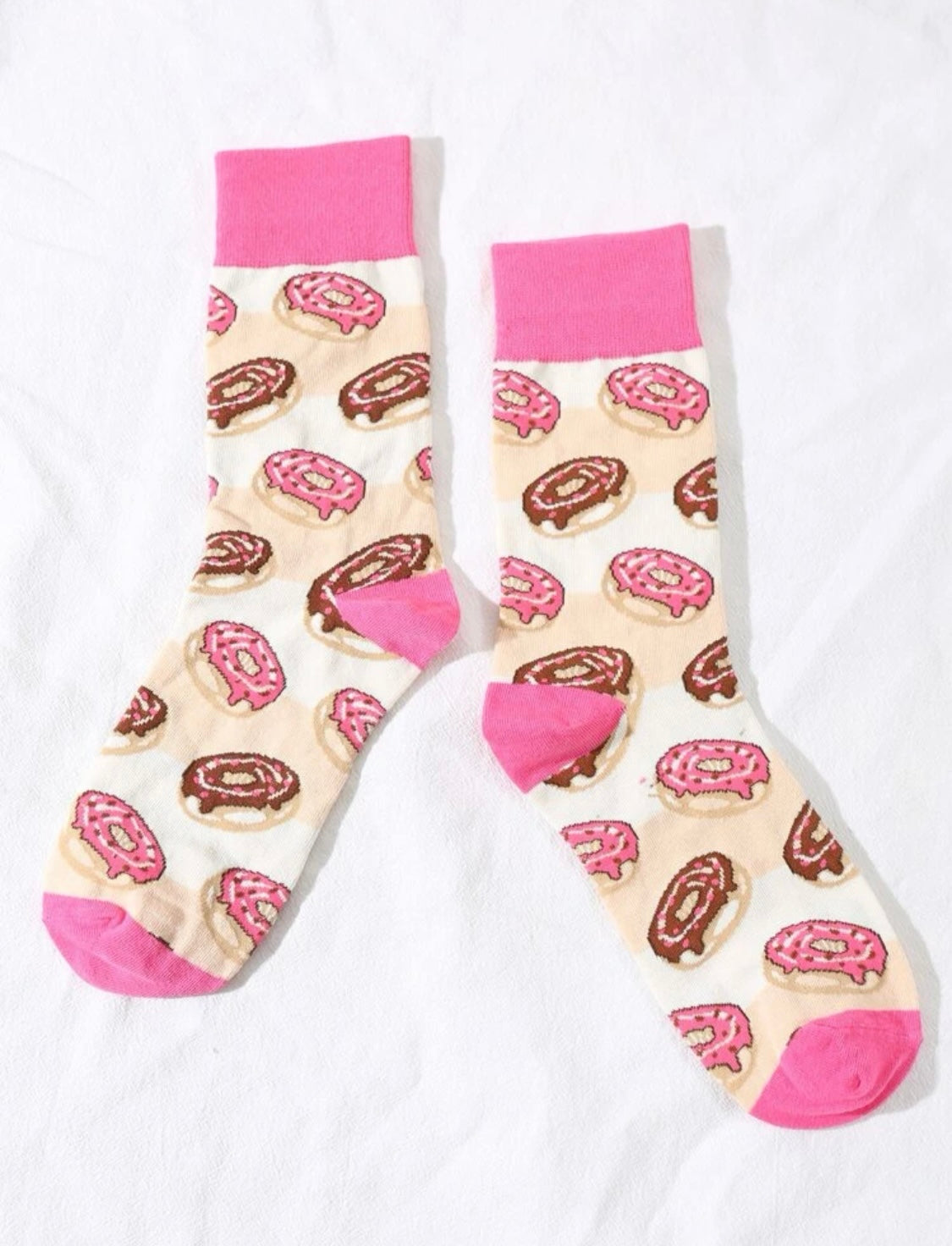 Donut Socks - Pink/Cream - One Size Fits All