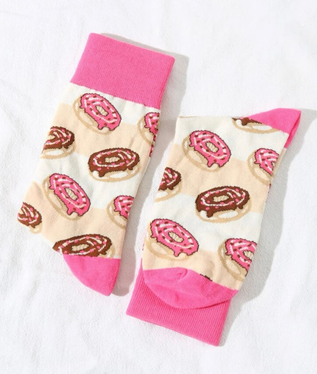 Donut Socks - Pink/Cream - One Size Fits All