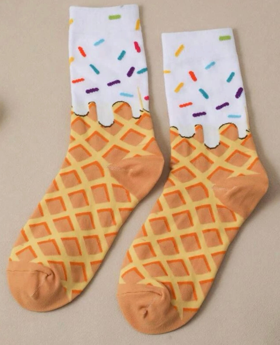 Ice Cream Cone with Sprinkles Socks - One Size Fits All