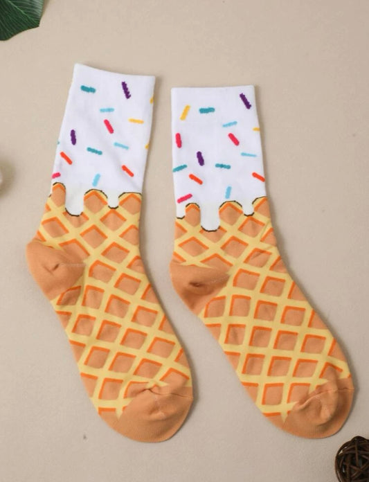 Ice Cream Cone with Sprinkles Socks - One Size Fits All