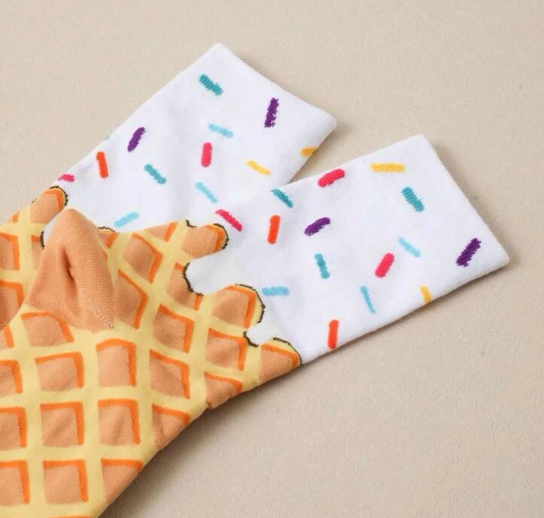 Ice Cream Cone with Sprinkles Socks - One Size Fits All