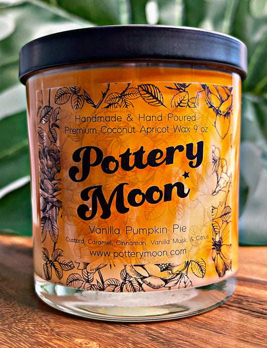 Vanilla Pumpkin Pie Marbled Candle Premium Wax Wooden Wick 9 oz Jar