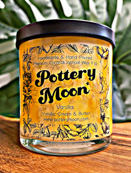 Vanilla Marbled Candle Premium Wax Wooden Wick 9 oz Jar