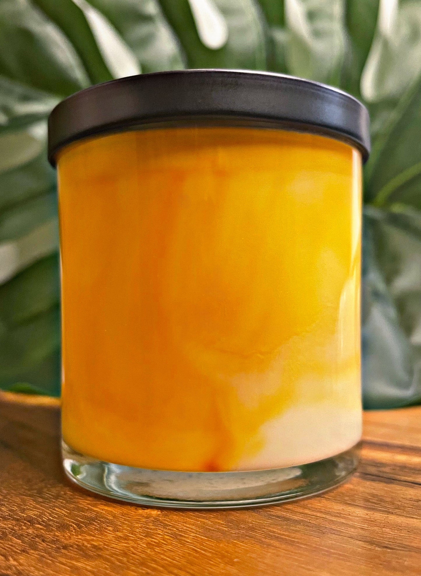 Vanilla Marbled Candle Premium Wax Wooden Wick 9 oz Jar