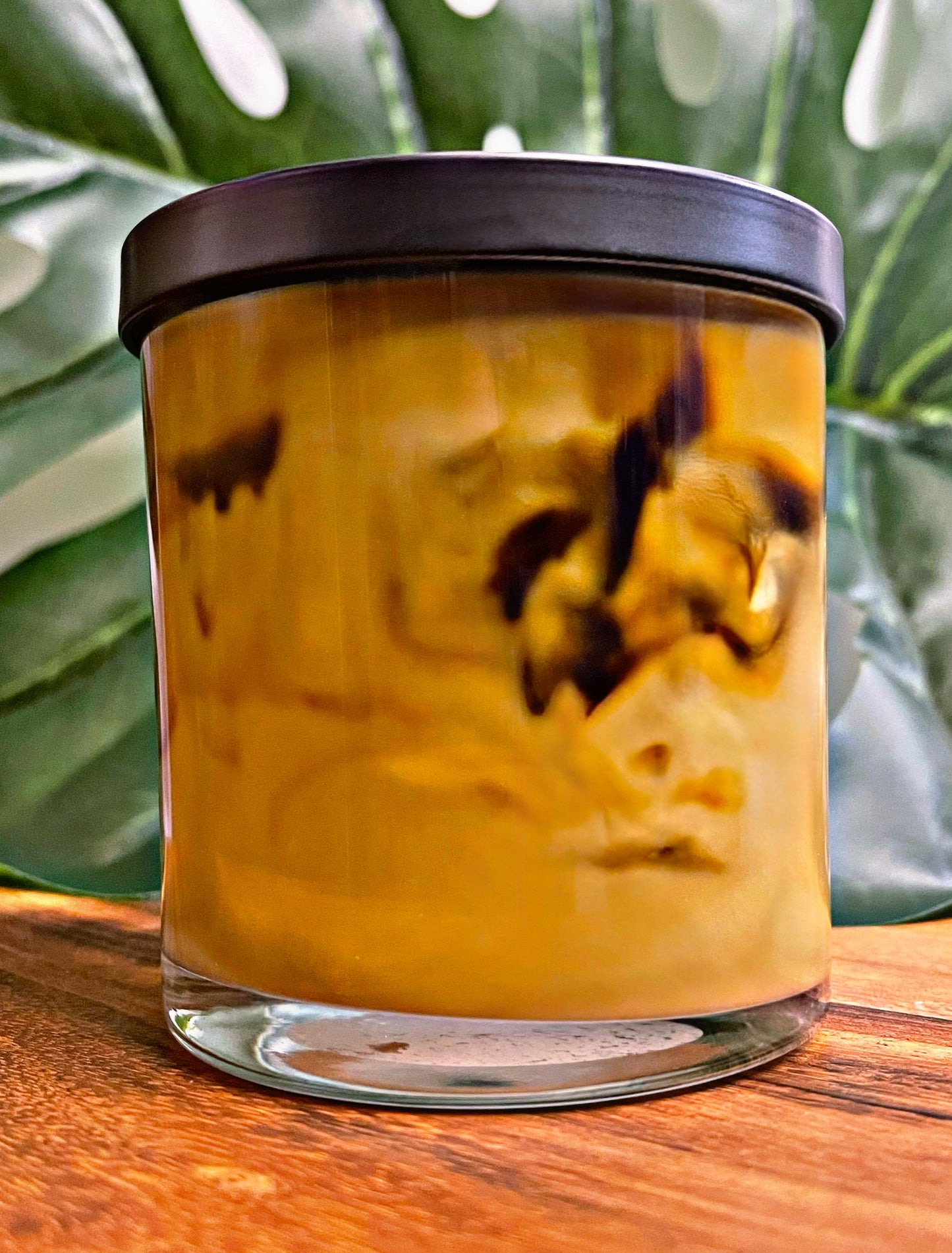 Creamy Chocolate Marbled Candle Premium Wax Wooden Wick 9 oz Jar