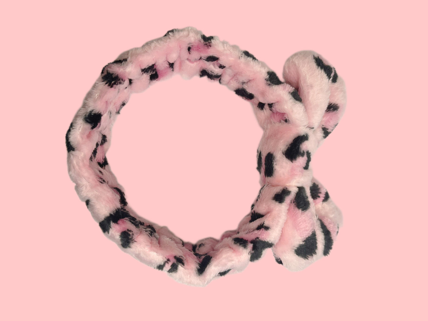 Pink Leopard Bow Elastic Hair Band